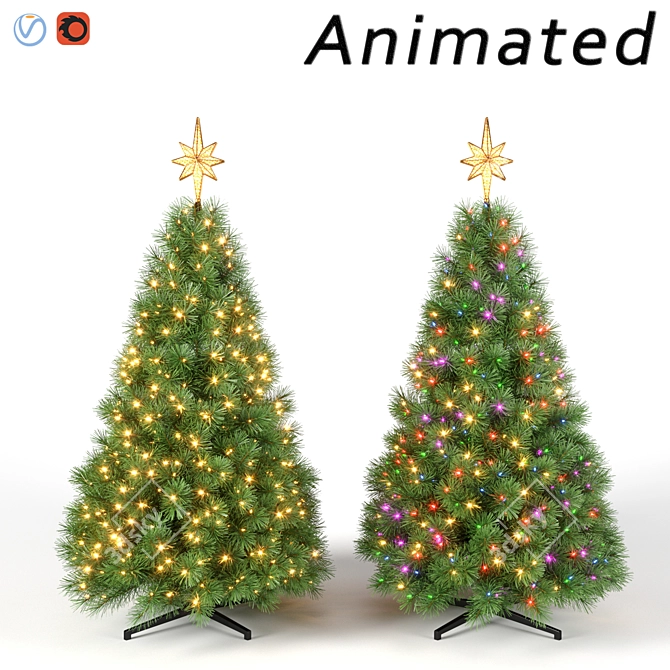 Animated Christmas Tree Set 3D model image 1