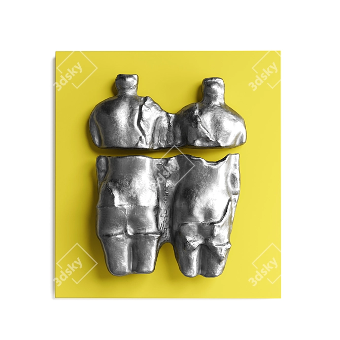  Sculpted Metal Torso Wall Panel 3D model image 2