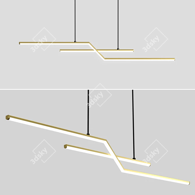 Modern Black Gold LED Pendant 3D model image 3