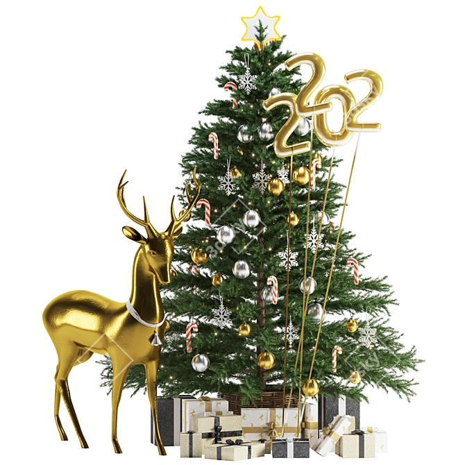 Festive Christmas Tree Decoration 3D model image 1