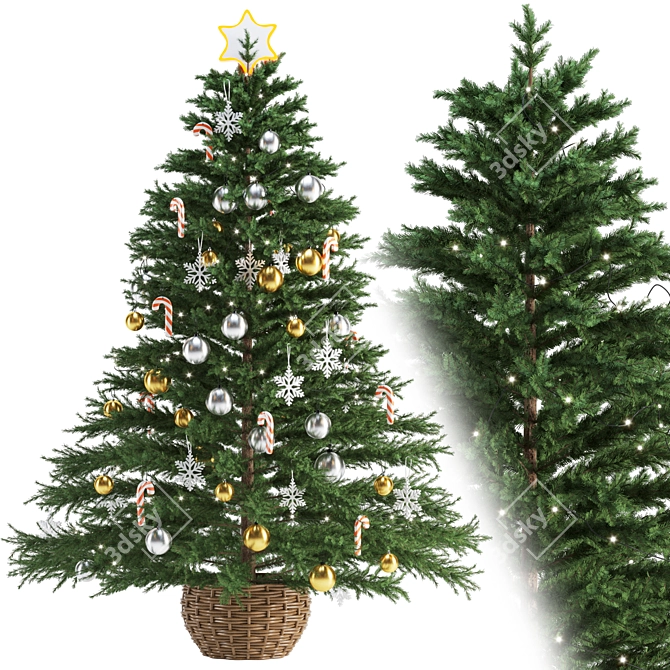 Festive Christmas Tree Decoration 3D model image 2