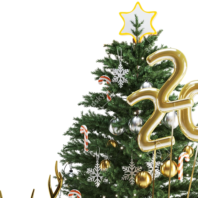 Festive Christmas Tree Decoration 3D model image 4