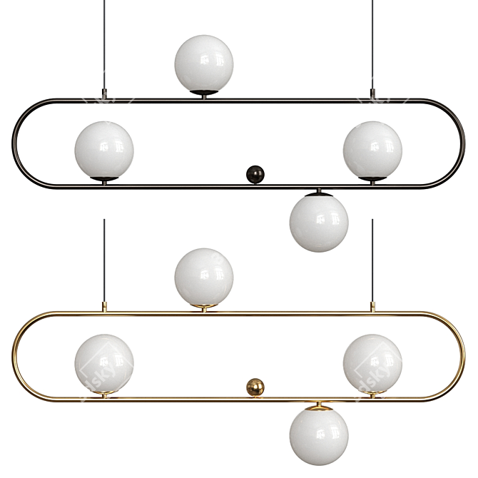 Sleek Hoop Pendant Lights 3D model image 1