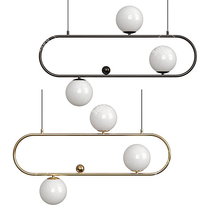 Sleek Hoop Pendant Lights 3D model image 2