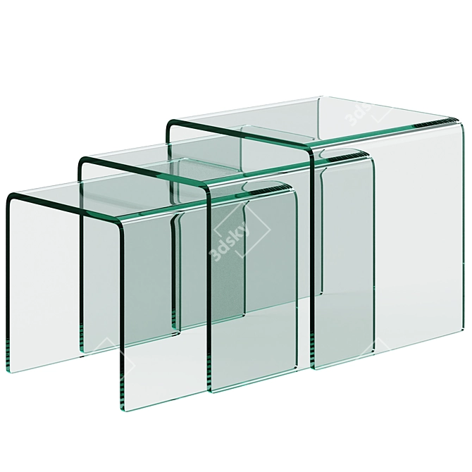 Sleek Clear Glass Nesting Tables by Kare Design 3D model image 1