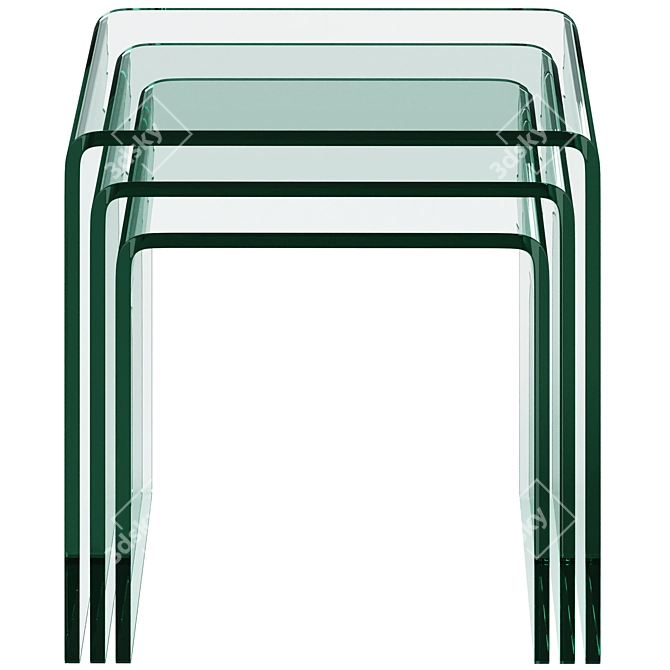 Sleek Clear Glass Nesting Tables by Kare Design 3D model image 3