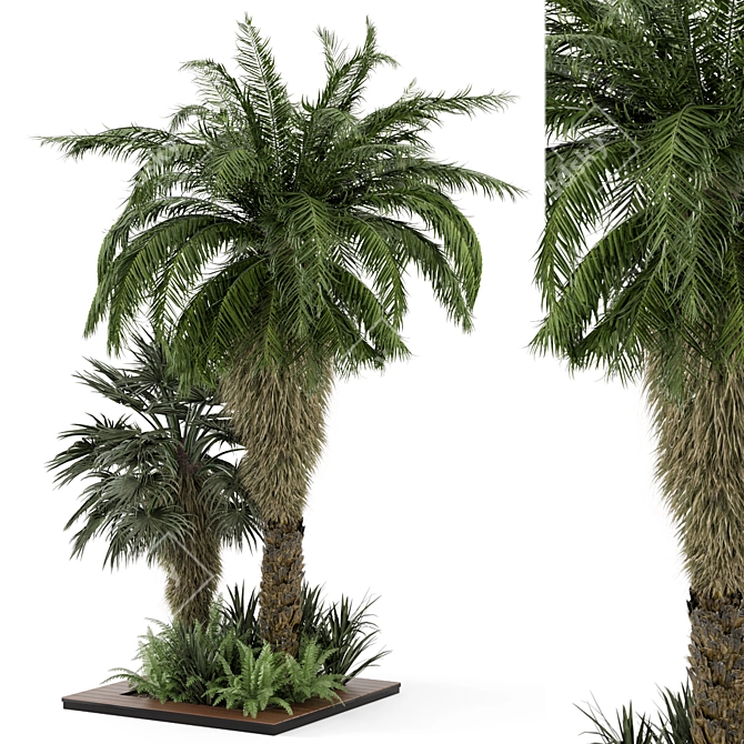 Outdoor Garden Set: Bush & Tree 3D model image 1