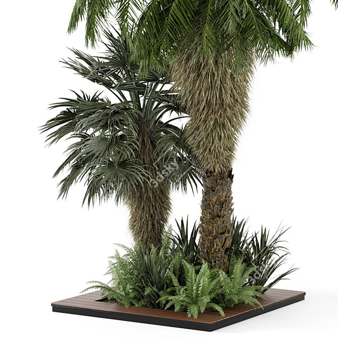 Outdoor Garden Set: Bush & Tree 3D model image 3