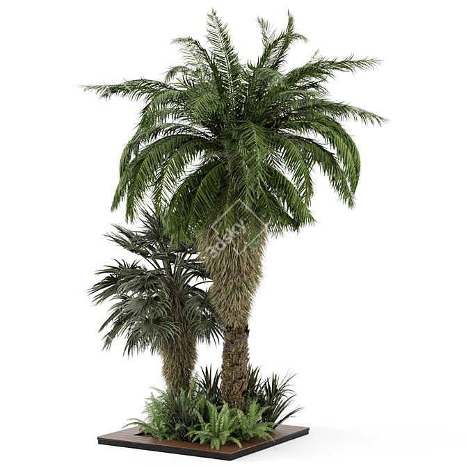 Outdoor Garden Set: Bush & Tree 3D model image 4