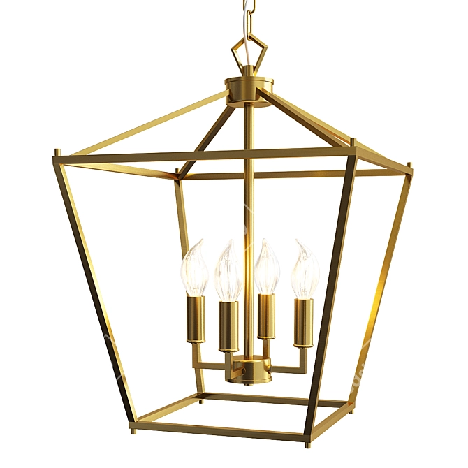 Vintage Wrought Iron Geometric Pendant 3D model image 1