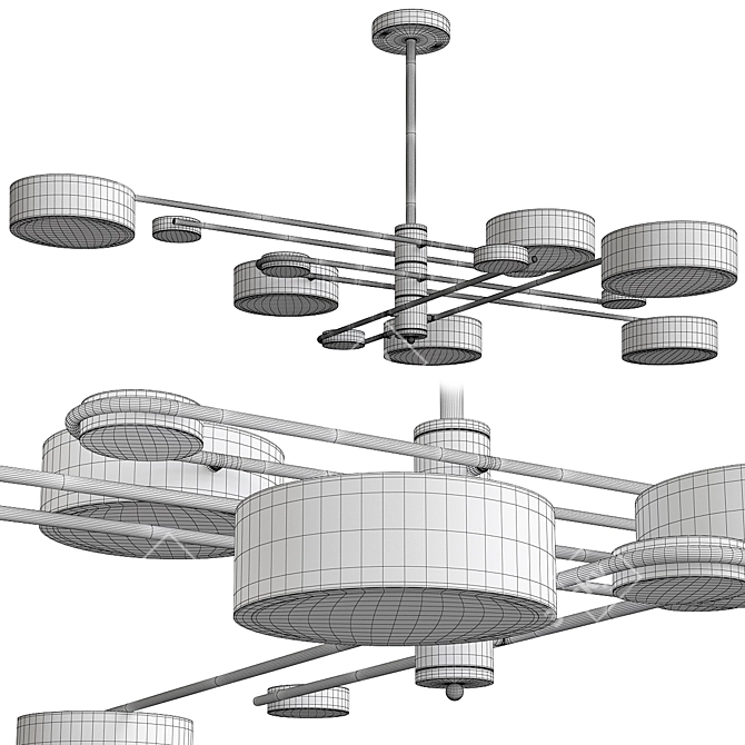 Nordic Starburst LED Chandelier 3D model image 2