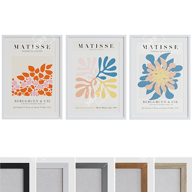 Modern Picture Frame Set with Matisse Art 3D model image 1