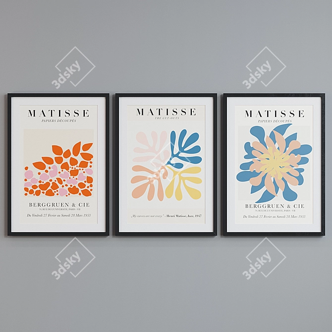 Modern Picture Frame Set with Matisse Art 3D model image 2