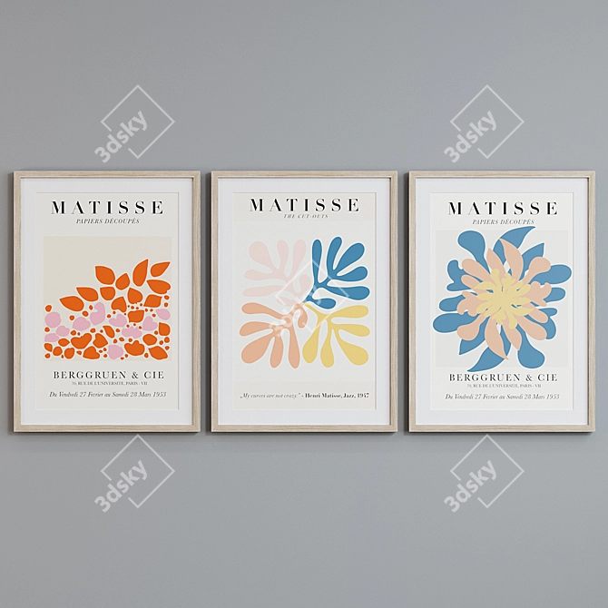 Modern Picture Frame Set with Matisse Art 3D model image 3