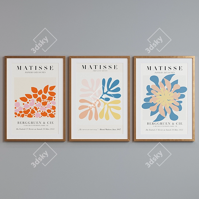 Modern Picture Frame Set with Matisse Art 3D model image 4