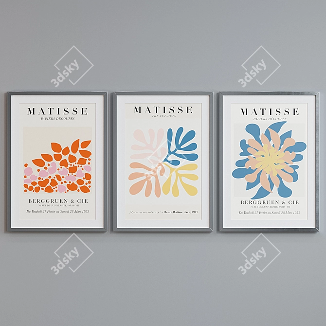 Modern Picture Frame Set with Matisse Art 3D model image 5