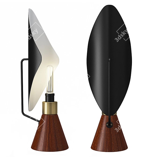 Sleek Metal and Wood Table Lamp 3D model image 1