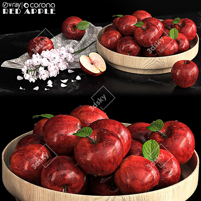 Vintage Red Apple Sculpture 3D model image 1