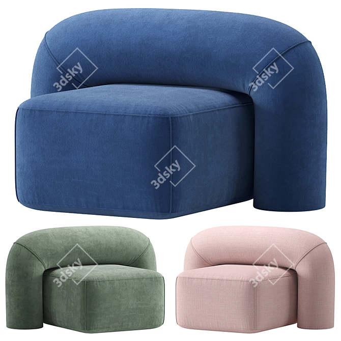 Luxurious MOSS Armchair: Velvet and Leather 3D model image 2