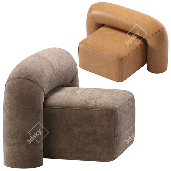 Luxurious MOSS Armchair: Velvet and Leather 3D model image 5