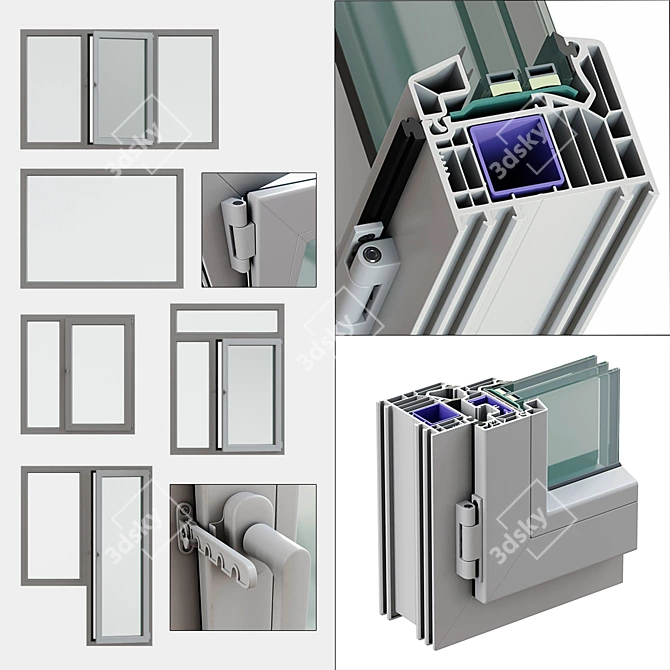 VEKA Windows - Smooth Geometry, Multiple Materials 3D model image 1