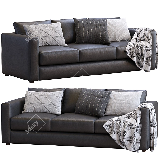 Sophisticated Leather Sofa by IKEA 3D model image 1