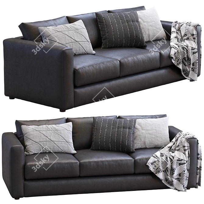 Sophisticated Leather Sofa by IKEA 3D model image 3