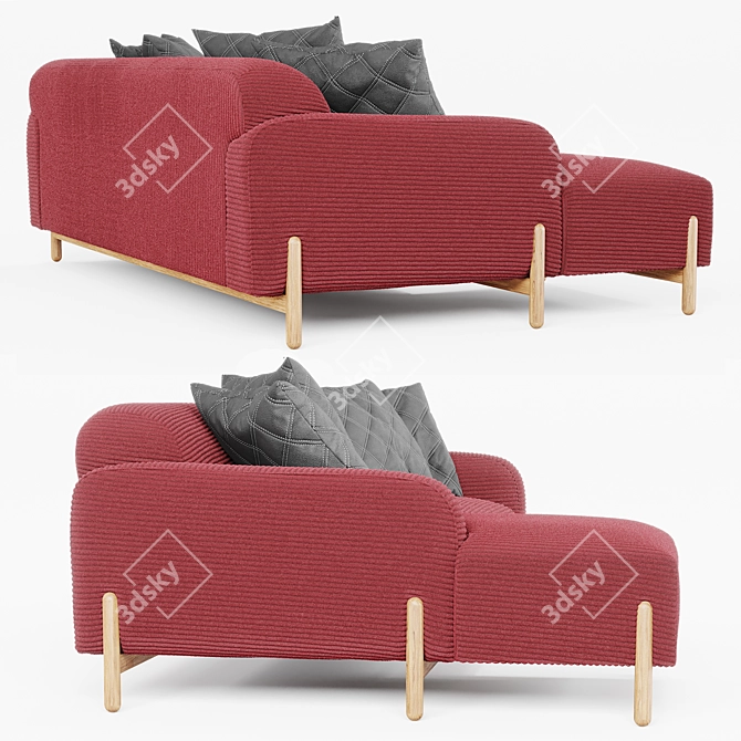 Modern MOLN Chaise Sofa: Real-life Size 3D model image 2