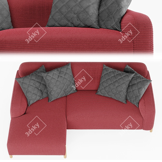 Modern MOLN Chaise Sofa: Real-life Size 3D model image 3