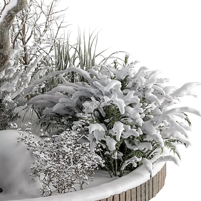 Snowy Garden Outdoor Plants 3D model image 2