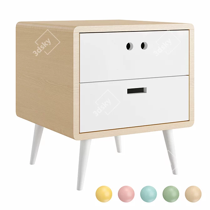 Sleek Mario Bedside Drawers 3D model image 1