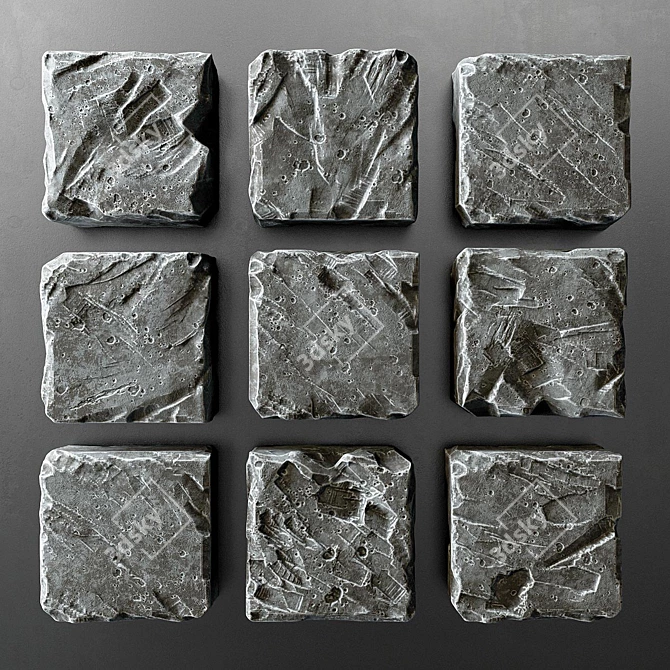 Vintage Stone Cube Panel 3D model image 3