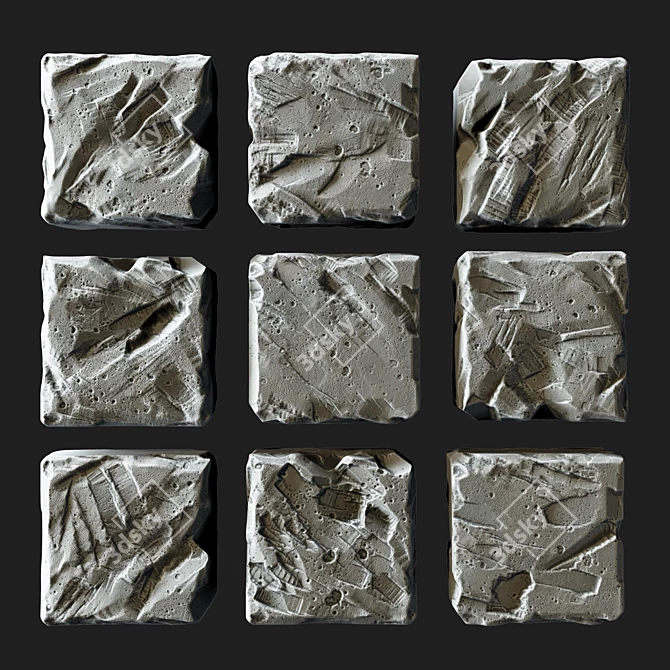 Vintage Stone Cube Panel 3D model image 9