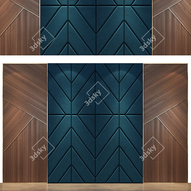 Rustic Wood Wall Panel Set 3D model image 1