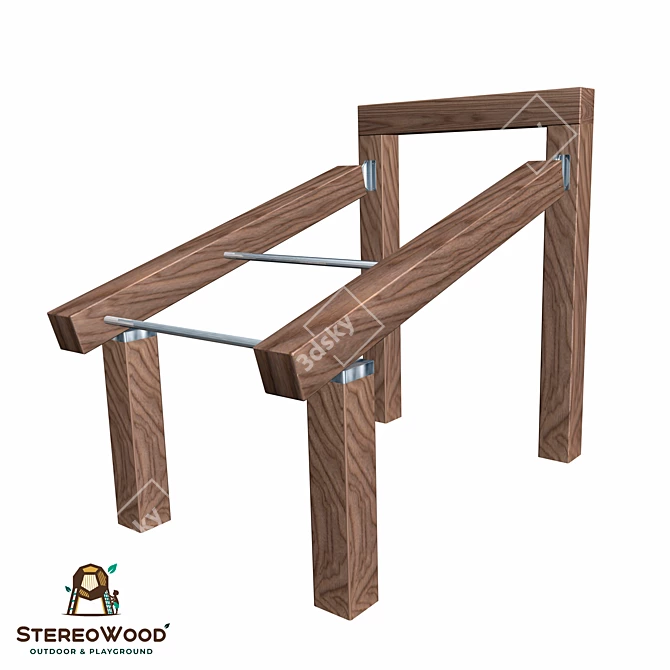 NaturePlay CWS042: Wooden & Metal Playground Set 3D model image 1