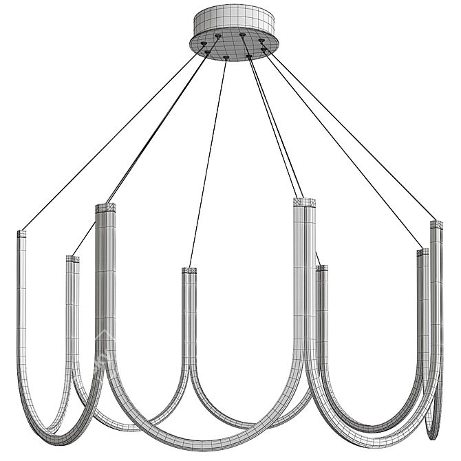 U-Shaped LED Chandelier Pendant Light 3D model image 2