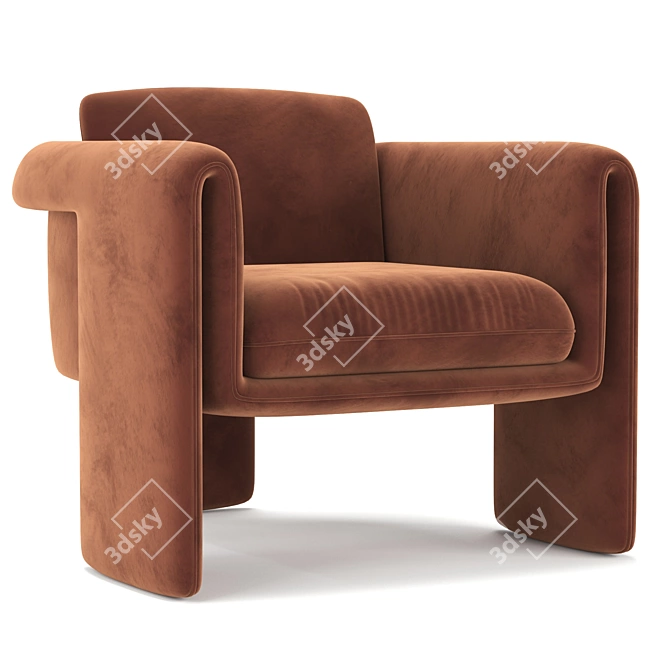 Luxury Velvet Chair - Floria 3D model image 1