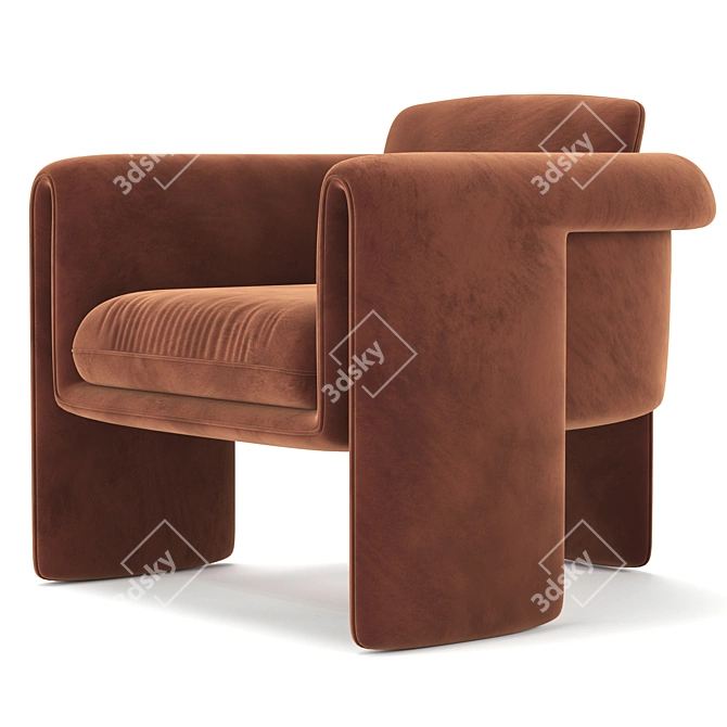 Luxury Velvet Chair - Floria 3D model image 2