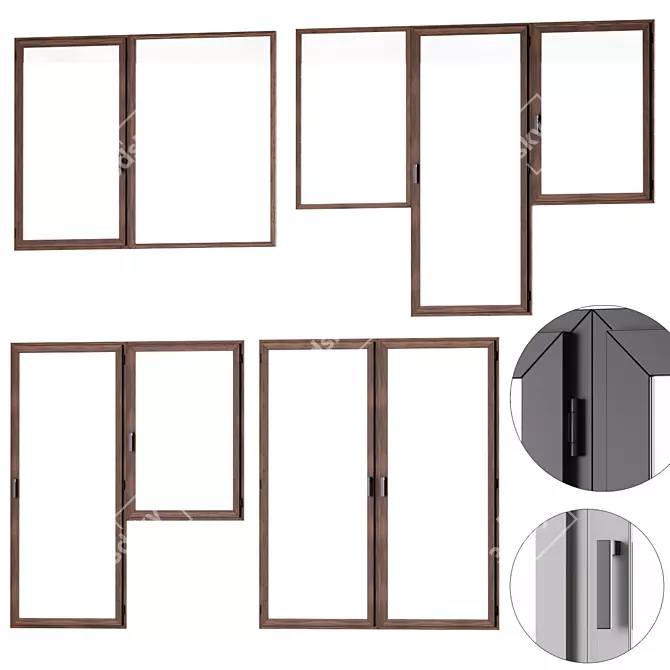 Versatile Window Set: 12 Styles in 3 Colors 3D model image 1