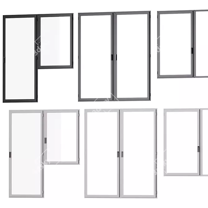 Versatile Window Set: 12 Styles in 3 Colors 3D model image 2