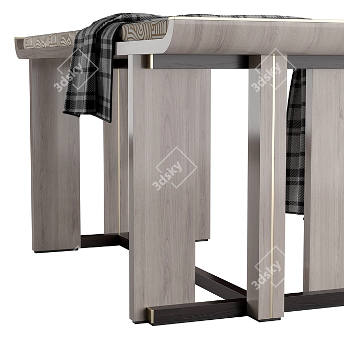 Elegant Ginza Upholstered Bench 3D model image 4