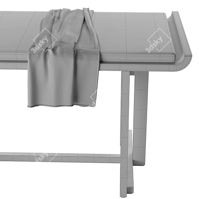 Elegant Ginza Upholstered Bench 3D model image 6