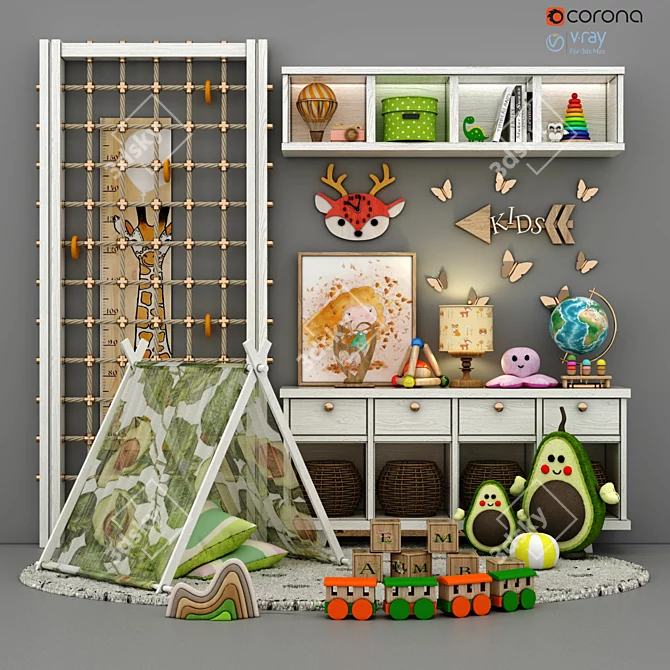 Whimsical Kids Room Decor 3D model image 1