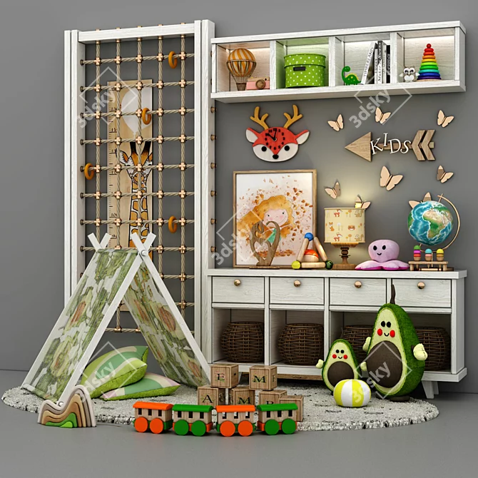 Whimsical Kids Room Decor 3D model image 2
