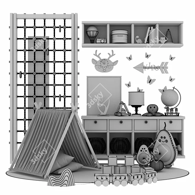 Whimsical Kids Room Decor 3D model image 5