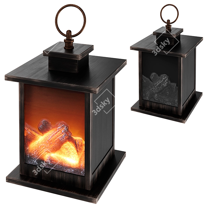 Rustic Flames: LED Fireplace 3D model image 1