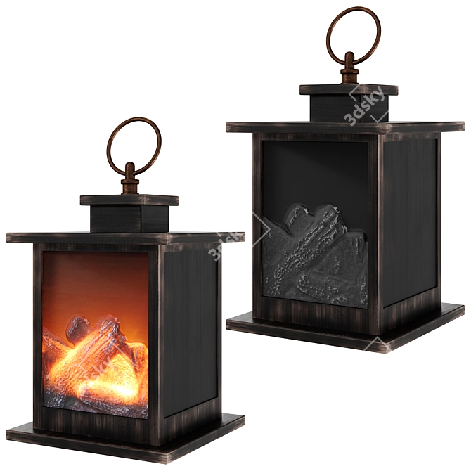 Rustic Flames: LED Fireplace 3D model image 3