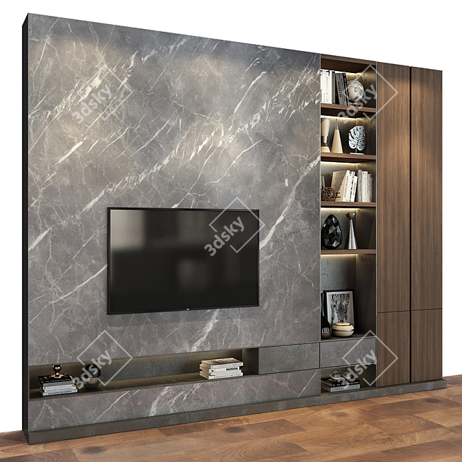 Sleek TV Wall Set | Customizable 3D model image 3