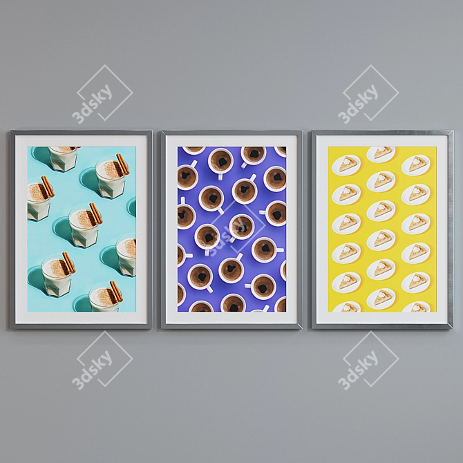 Modern Picture Frame Set with Sweet Treats Design 3D model image 5