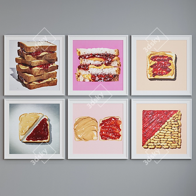 Modern Sandwich Picture Frame Set 3D model image 3